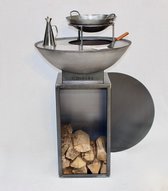 Co-Fire Barbecue Vuurschaal - GrillRing-set 72 - compleet met houtopberger, zeker voor 20 gasten op te koken, ideaal voor thuisgebruik.