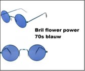 Bril flower power 70s blauw - Uilebril John lennon bril beatles rond 70s and 80s disco peace flower power happy together toppers