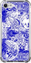 Shockproof Case iPhone SE 2022/2020 | iPhone 8/7 Smartphone hoesje met doorzichtige rand Angel Skull Blue