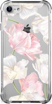 GSM Hoesje iPhone SE 2022/2020 | iPhone 8/7 Leuk TPU Back Cover met transparante rand Mooie Bloemen