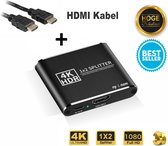 Professional HDMI-Splitter – 1x-in 2x-uit – Dupliceert – 2 poorts 4K Ondersteunt alle resoluties + 3D, Inclusief 1m HDMI Kabel!