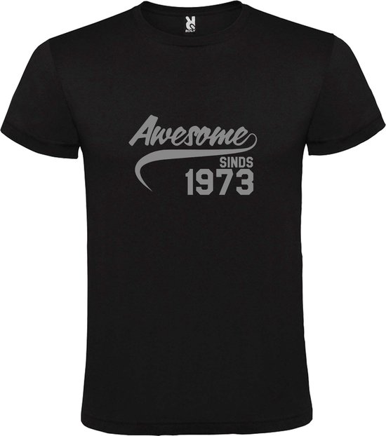 Zwart T shirt met print van " Awesome sinds 1973 " print Zilver size XL