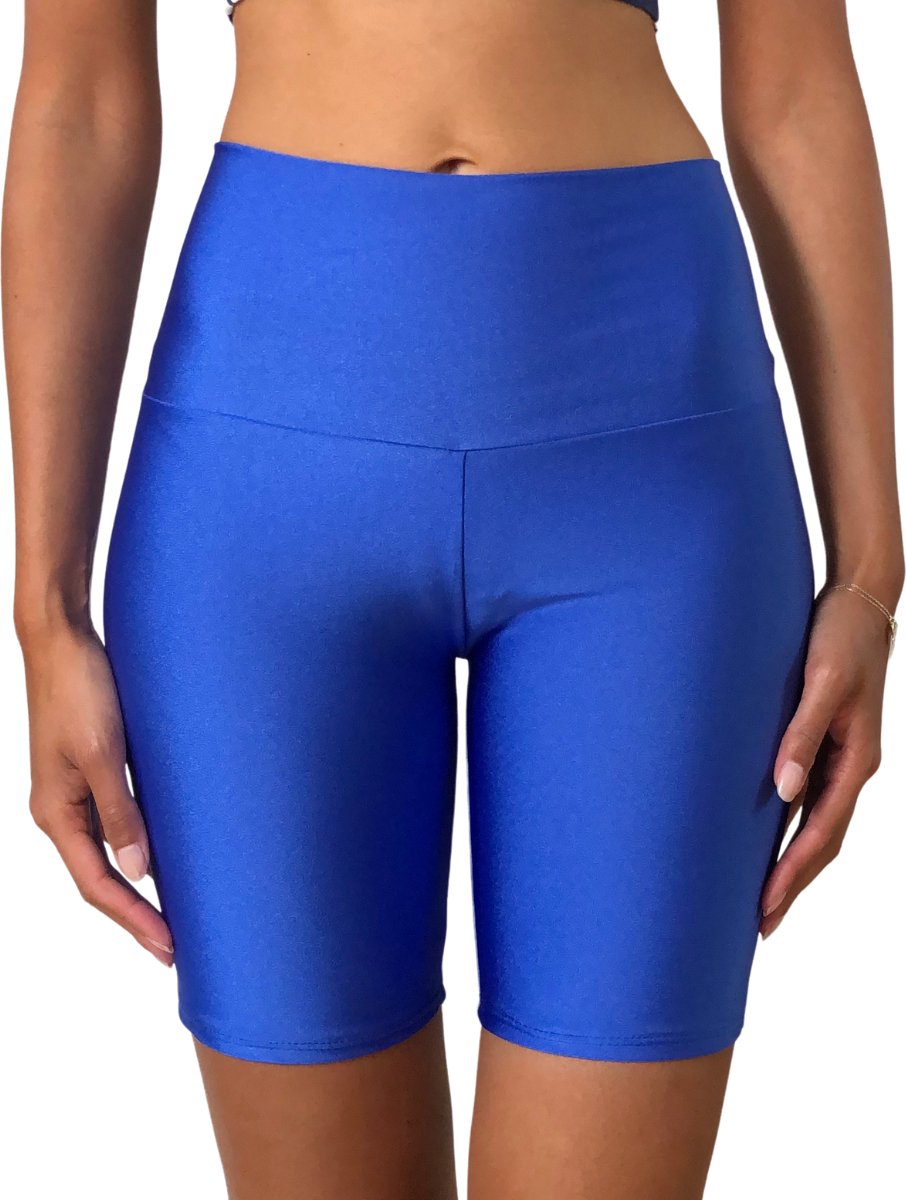 Merk - Fitness short dames - bikershort - sportshort - blauwe korte broek dames – zomerbroek – XL
