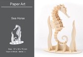 Houten dieren 3D puzzel - Puzzel - 3D – Zelf in elkaar zetten - Speelgoed bouwpakket 5.7 x 3 x 7 cm - Zeepaardje