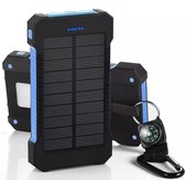 Solar Powerbank - 10.000mAh - 2 x usb - zonnepaneel - incl.kabel en - Quickcharge - Geschikt voor Iphone/Samsung/Ipad - Waterproof - 5V 2.1 A - 5V 1A