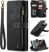 CaseMe - Telefoonhoesje geschikt voor Samsung Galaxy S20 - Wallet Book Case met ritssluiting - Magneetsluiting - Zwart