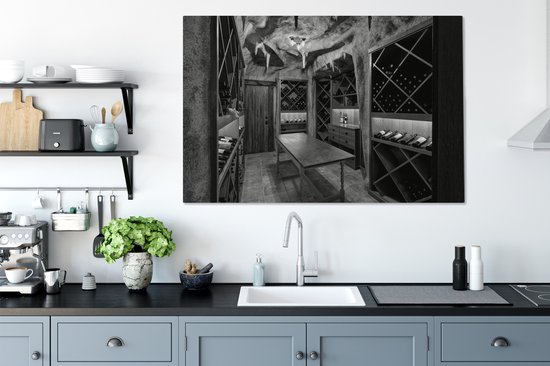 Tableau sur toile Une cave à vin sur mesure - noir et blanc - 120x80 cm - Décoration murale