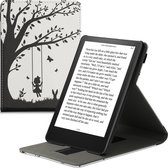 Housse kwmobile pour Amazon Kindle Paperwhite (11. Gen - 2021) - étui de protection pour liseuse avec poignée - design Swing - noir / blanc