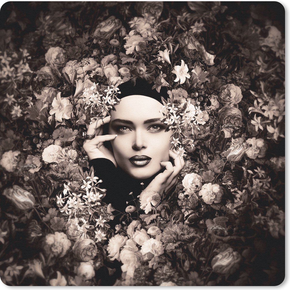 Muismat 30x30 cm - Mousepad Vrouw - Bloemen - Botanisch - Natuur - Muismatten