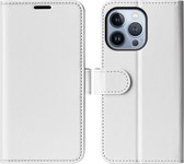 iPhone 14 Pro Hoesje - MobyDefend Wallet Book Case (Sluiting Achterkant) - Wit - GSM Hoesje - Telefoonhoesje Geschikt Voor iPhone 14 Pro