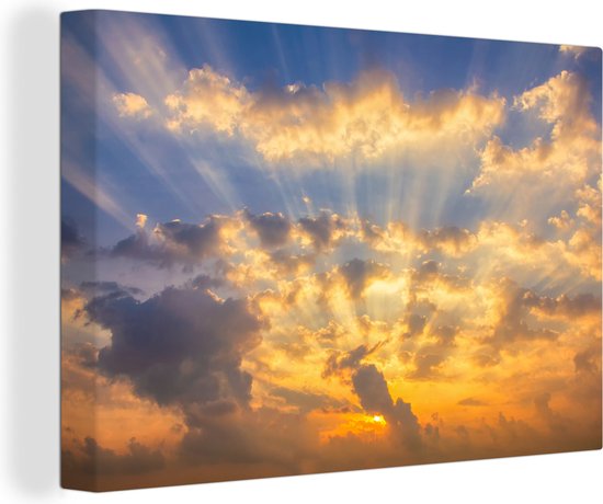 Tableau sur toile Coucher de soleil sur ciel nuageux - 60x40 cm -  Décoration murale | bol.com