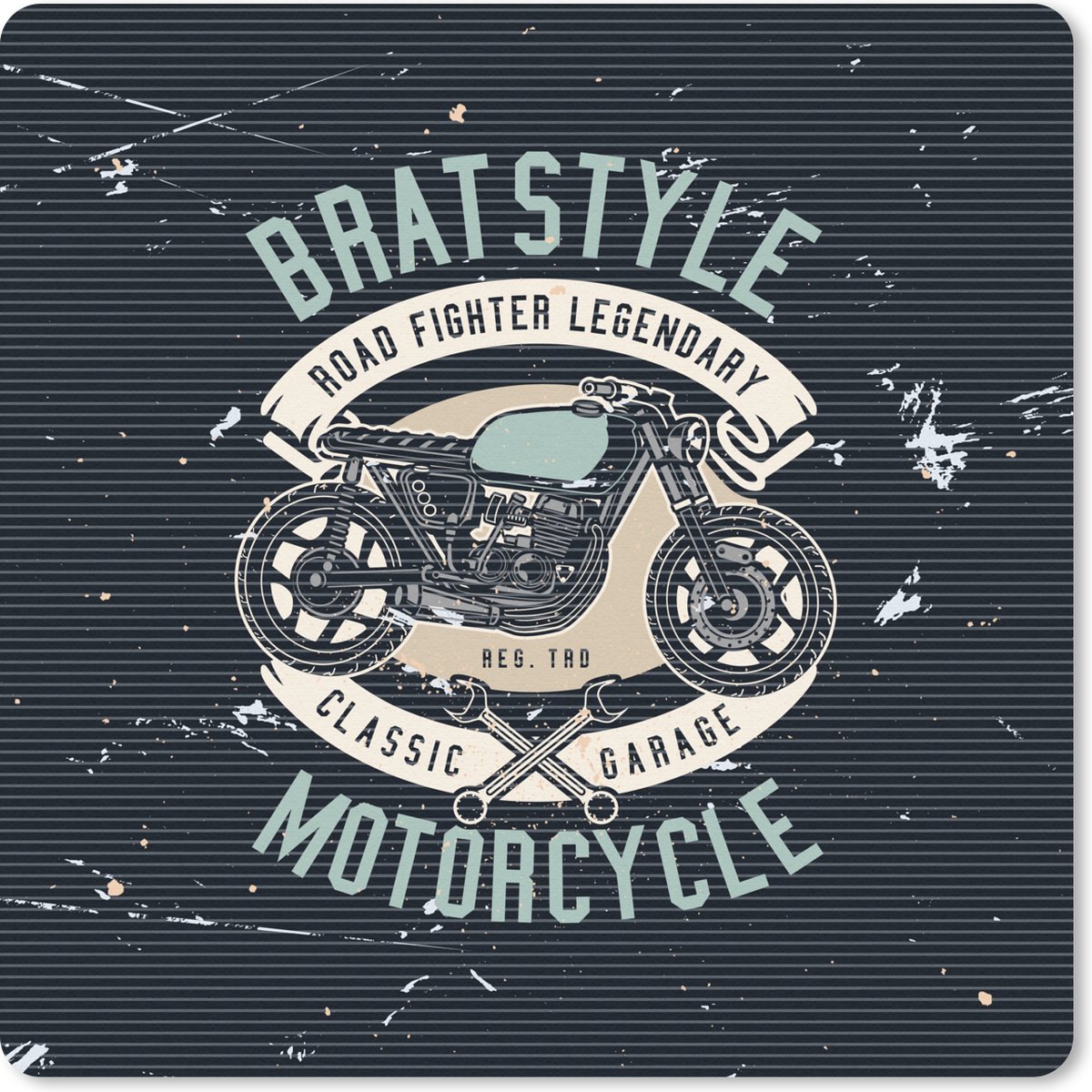 Muismat 30x30 cm - Mousepad Mancave - Motorfiets - Retro - Tekening - Muismatten