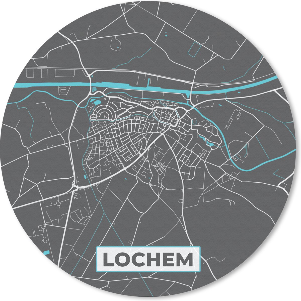 Muismat rond 30x30 cm - Mousepad Stadskaart - Lochem - Plattegrond - Kaart - Ronde muismatten - Stadskaart