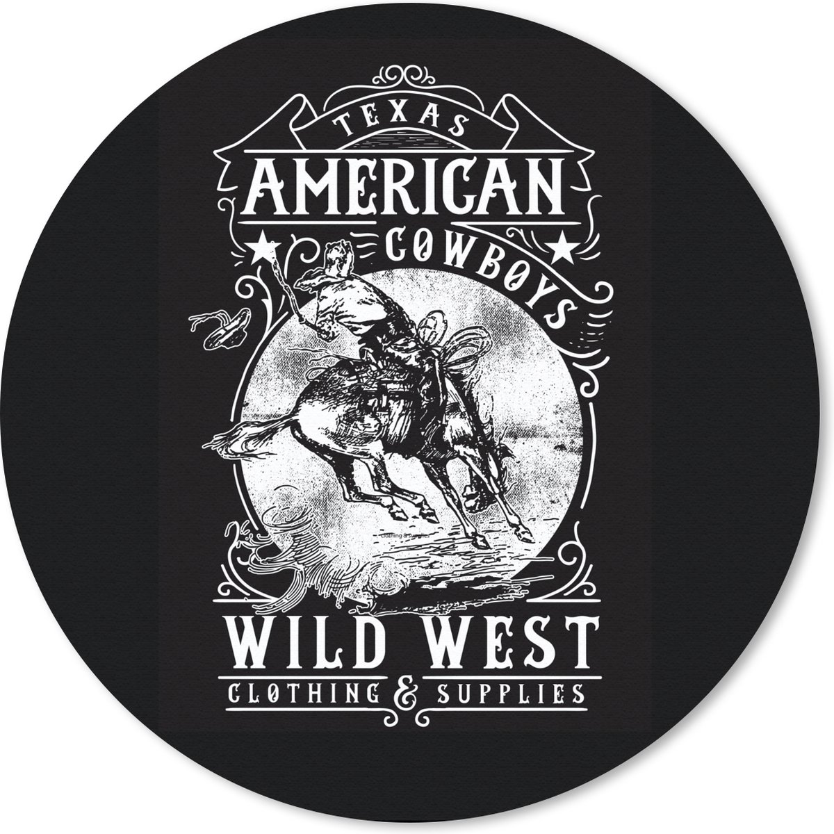 Muismat rond 40x40 cm - Mousepad Mancave - Western - Retro - Cowboy - Ronde muismatten