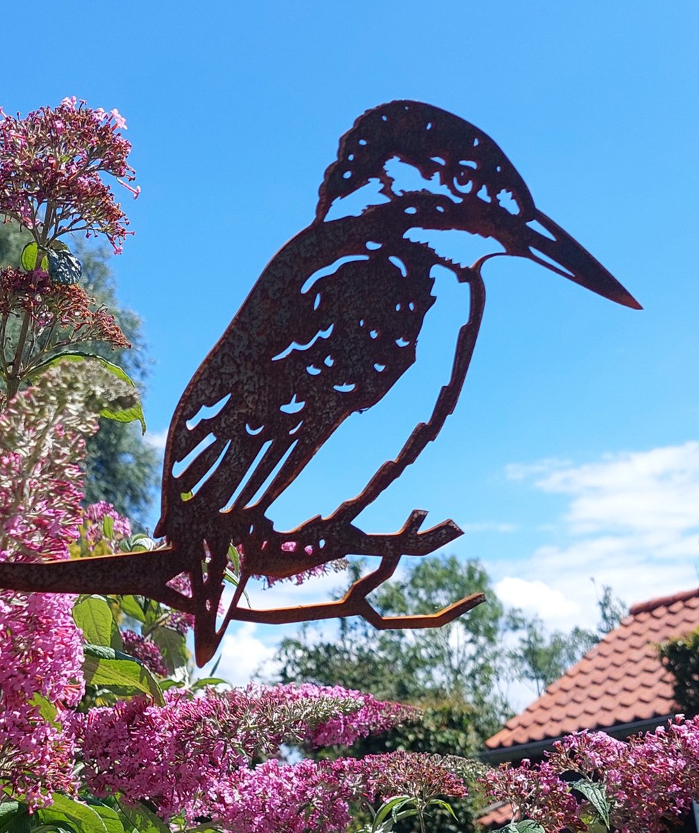 Metalendier - Tuinbeeld - Ijsvogel - Cortenstaal - NL fabrikaat