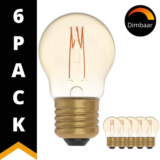 DecoDim Lampes boule LED Ambre E27 - Sphère Ø 4,5 cm - Dimmable - Blanc chaud Extra - 6 lampes