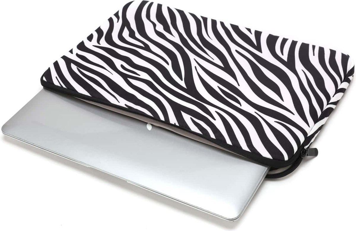 Laptophoes 14 inch | laptop sleeve | zebraprint | zachte binnenkant | kwaliteit | past om bijna elke laptop en tablet | zwart - wit - trendy