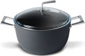 TVS Relance - Vista kookpan soep pan 20cm/ 3 liter met PYREX glasdeksel – Zwart - ook geschikt voor inductie