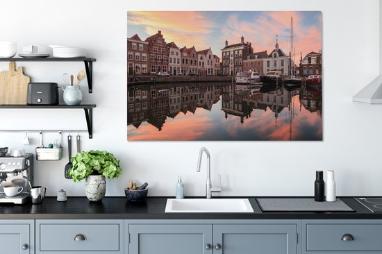 Peinture sur toile Bateaux dans le port de Goes en Zélande, Pays- Nederland - 140x90 cm - Décoration murale