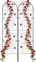 Relaxdays plantenklimrek - set van 2 - klimplantensteun - 200 x 50 cm - ijzer - zwart