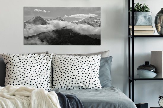 Tableau sur toile Vue sur l' Eiger suisse près des Alpes Berner - noir et blanc - 80x40 cm - Décoration murale