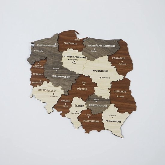 Colorfullworlds - 3D Houten Polen Kaart - Muurdecoratie - Polski Houten Wanddecoratie - Polen Landkaart - Housewarming Cadeau - Cadeau voor Polski Vriend - 60x57 CM