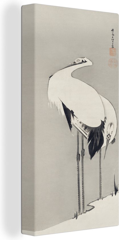 Canvas Schilderij Red-crowned crane - Itō Jakuchū - 40x80 cm - Wanddecoratie