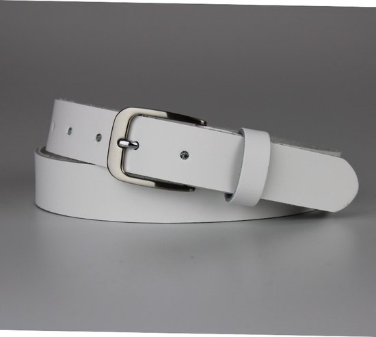 Fana Belts ceinture cuir blanc - Ceintures homme/femme - Tour de taille 85 - Ceinture Witte - Ceinture étroite