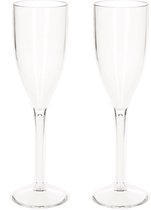 2x stuks onbreekbaar champagne/prosecco glas transparant kunststof 15 cl/150 ml - Onbreekbare champagne glazen/flutes