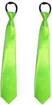 2x stuks carnaval verkleed Stropdas neon groen - Verkleedkleding