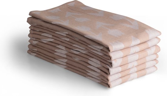 Torchons de Luxe - 6 pièces - motif tulp - sable - 60x65cm