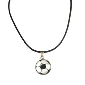 Voetbal Ketting-45 cm-Rond-Cabochon-suede-Charme  Bijoux