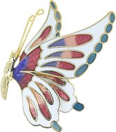 Behave® Dames broche emaille 3D vlinder wit