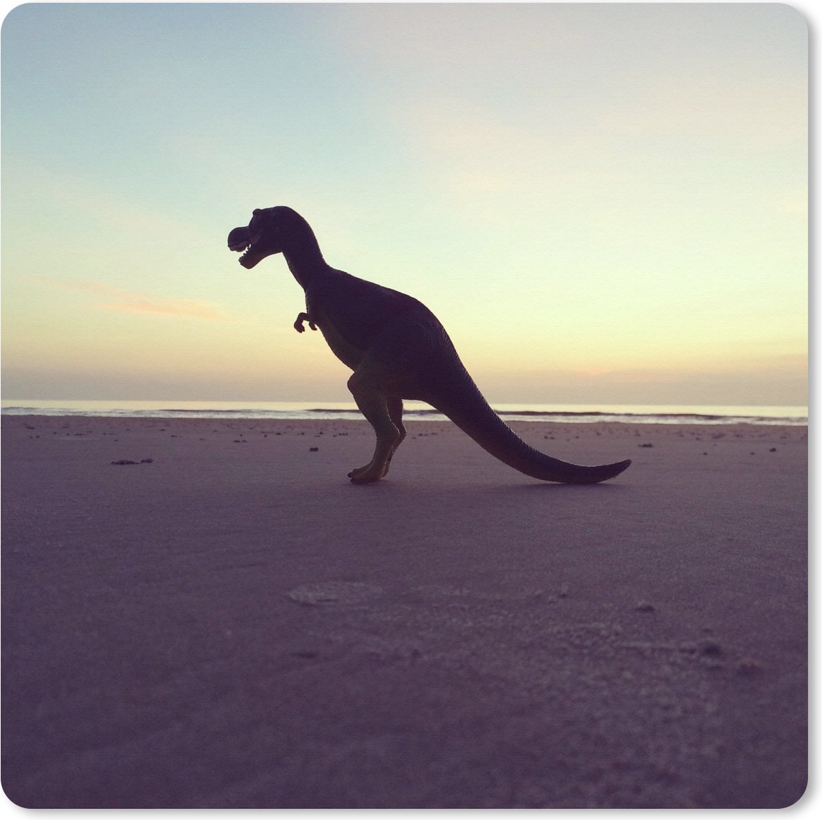 Muismat XXL 50x50 cm - Bureau onderlegger - Bureau mat Silhouet - Dinosaurus - Strand - Bureaumat - Gaming mousepad xl - Bureaulegger groot - Computer deskmat