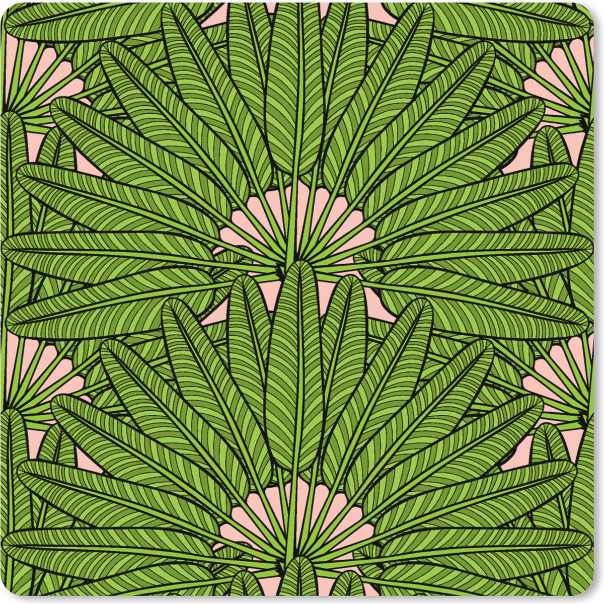 Muismat XXL 80x80 cm - Bureau onderlegger - Bureau mat Palmblad - Patronen - Jungle - Tropisch - Bureaumat - Gaming mousepad xl - Bureaulegger groot - Computer deskmat