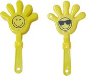 Mini Klaphandje met Smiley |  9,5 cm | Set van 2 Klapperhandjes
