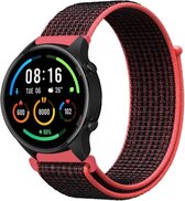 Strap-it Smartwatch bandje nylon - geschikt voor Xiaomi Watch S1 (Active/Pro) / Watch 2 Pro / Watch S3 / Mi Watch / Amazfit Balance / Bip 5 - zwart/rood