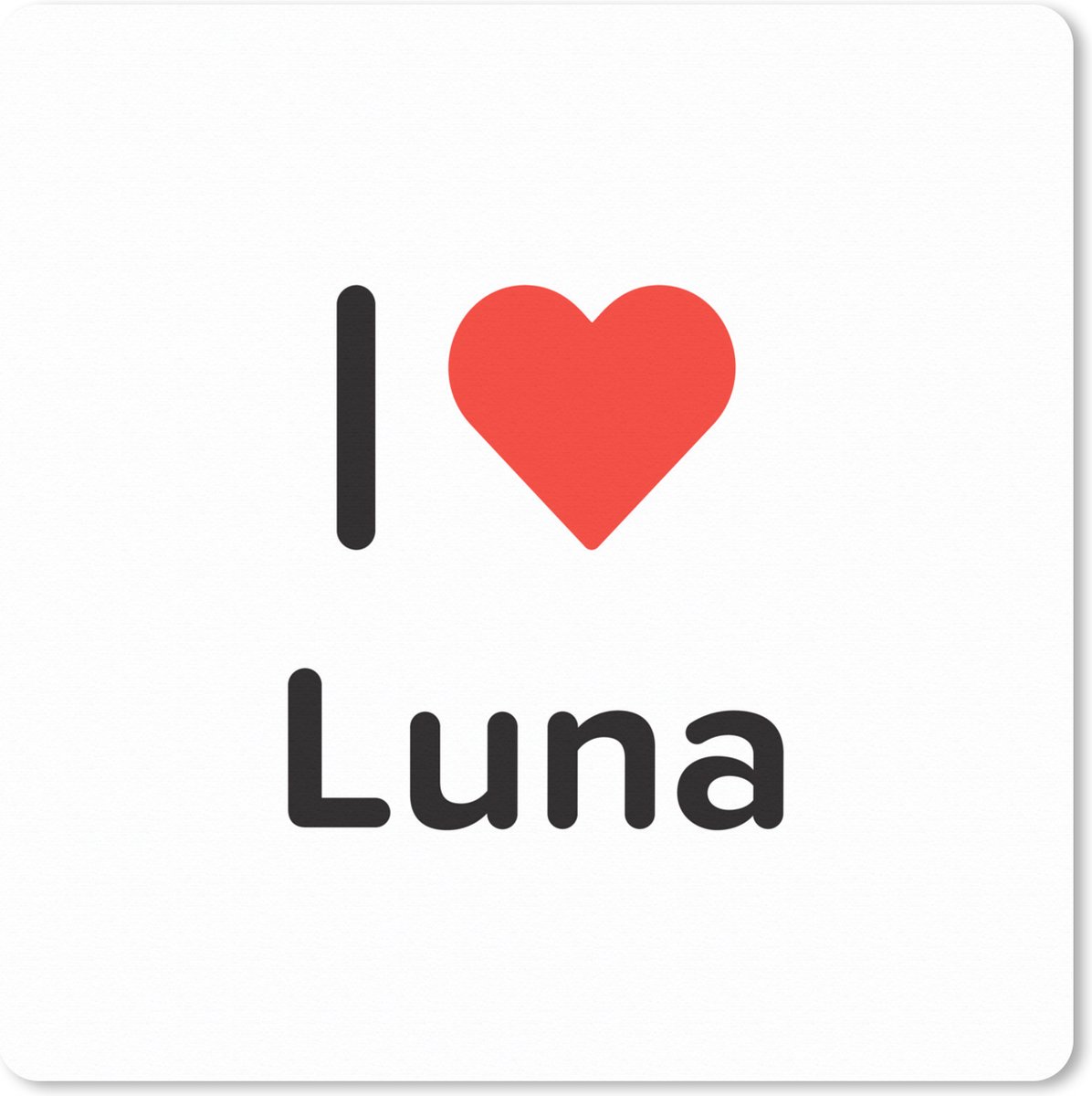 Muismat XXL 60x60 cm - Bureau onderlegger - Bureau mat I love - Luna - Meisje - Bureaumat - Gaming mousepad xl - Bureaulegger groot - Computer deskmat