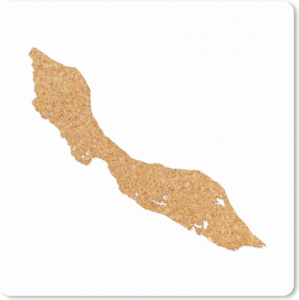 Muismat XXL 50x50 cm - Bureau onderlegger - Bureau mat Een illustratie van Curaçao van kurk - Bureaumat - Gaming mousepad xl - Bureaulegger groot - Computer deskmat