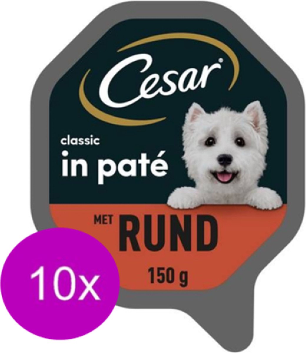10x Cesar Classic Kuipje Paté Rund - Hondenvoeding - 150g