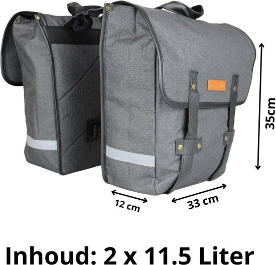 Dubbele fietstas grijs/zwart - Kleine fietstas dubbel - Fietstassen Waterdicht - 23 liter - Fluorescerend - Stevige fietstas van Willex — afbeelding 4
