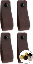 Leren handgrepen van zacht suede - Grijs - 4 stuks - 16,5 x 2,5 cm - incl. 3 kleuren schroeven - handgrepen kast leer - meubelgrepen - handvaten kast - leren lus