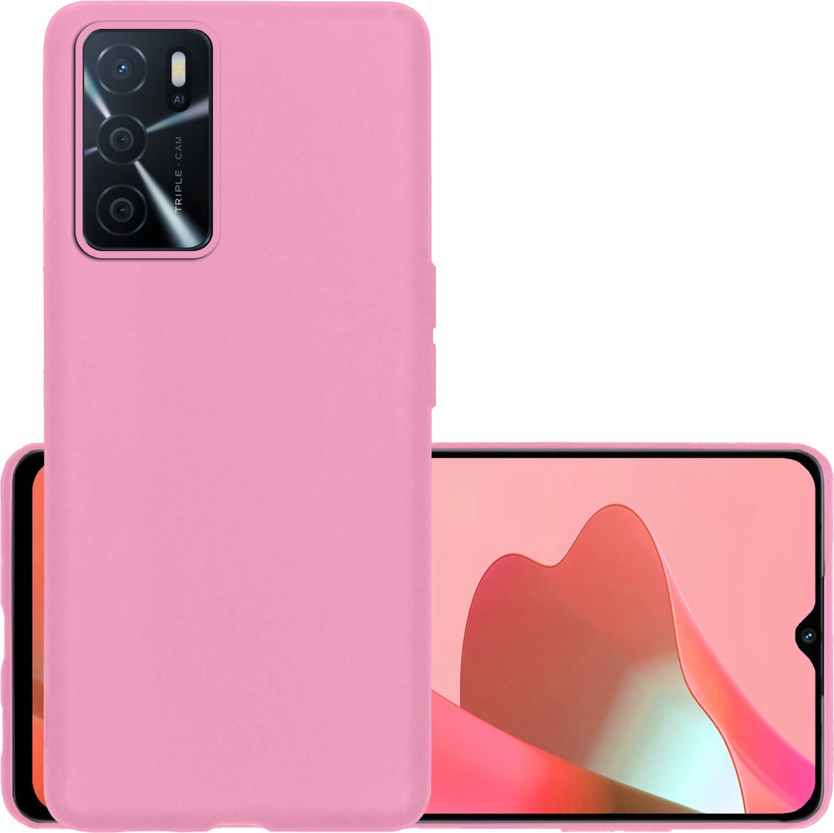 Hoesje - Geschikt voor OPPO A16s - Sterk & Shockproof - Hoes Cover - Siliconen Case - Lichtroze