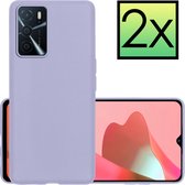 Hoes Geschikt voor OPPO A16s Hoesje Cover Siliconen Back Case Hoes - Lila - 2x