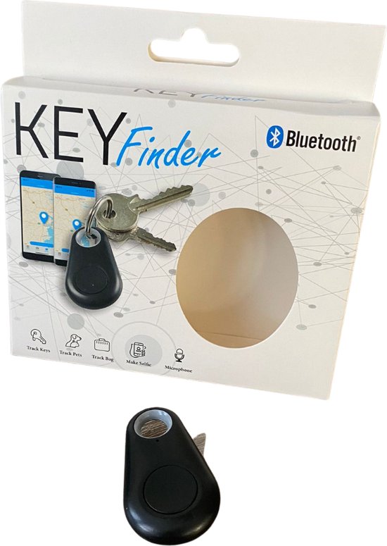 Keyfinder | bluetooth gps tracker | sleutelhanger – smart tracker | gps tracer met voicerecorder | sleutel vinder | inclusief alarmfunctie | kleur zwart