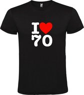 Zwart T shirt met  I love (hartje) the 70's (seventies)  print Wit en Rood size XXXL