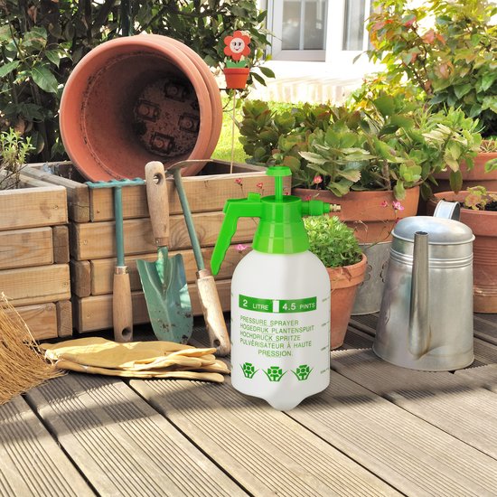 Relaxdays drukspuit 8 liter, verstelbare sproeikop, voor water & gewasbeschermingsmiddel, onkruidsproeier, 3 bar, wit