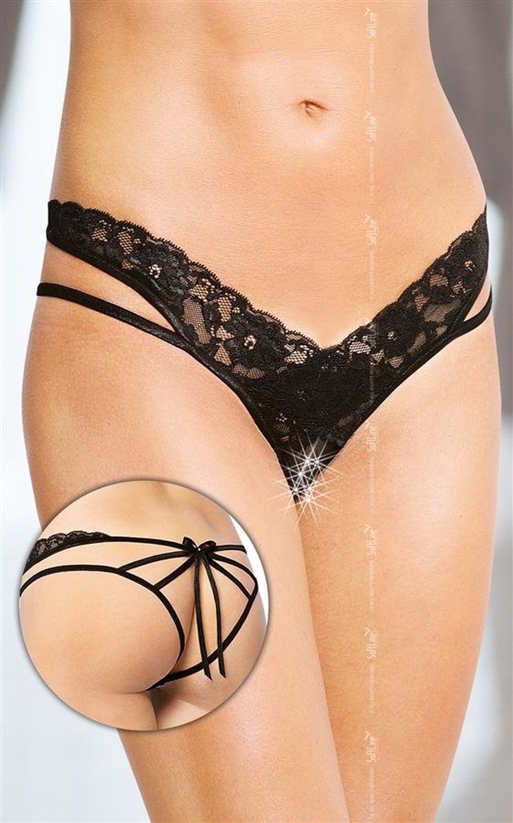 Softline- kanten string- zwart M/L