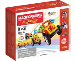 Magformers Wow Plus Set - Magnetisch Bouwspeelgoed - 18-delig - Bouwkaarten Auto's - Montessori Speelgoed - 3-7 jaar