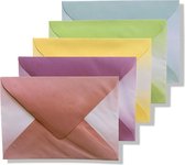 50 Enveloppes Ombre C6 - 162x114mm - Rose / Blauw / Vert / Jaune / Rouge - Emballage Mix - 16.2x11.4cm